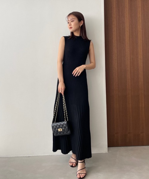 anuans ワンピース anuans（アニュアンス） ワンピース ニットドッキングフレアワンピース