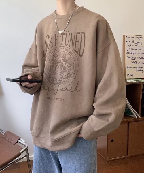 トレーナー スウェット ヴィンテージライクフェイクスウェード