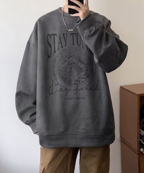 トレーナー スウェット ヴィンテージライクフェイクスウェード