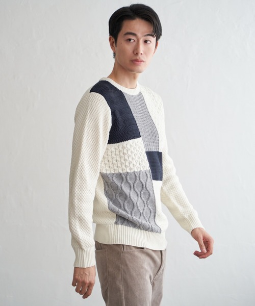ikka（イッカ） セーター ニット ブロックスクルーネックニット メンズ