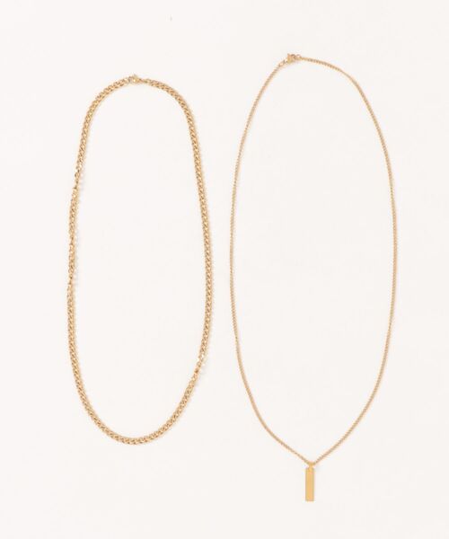 NO WAY ネックレス /Bz/二連チェーンプレートネックレス/メンズ(LEY