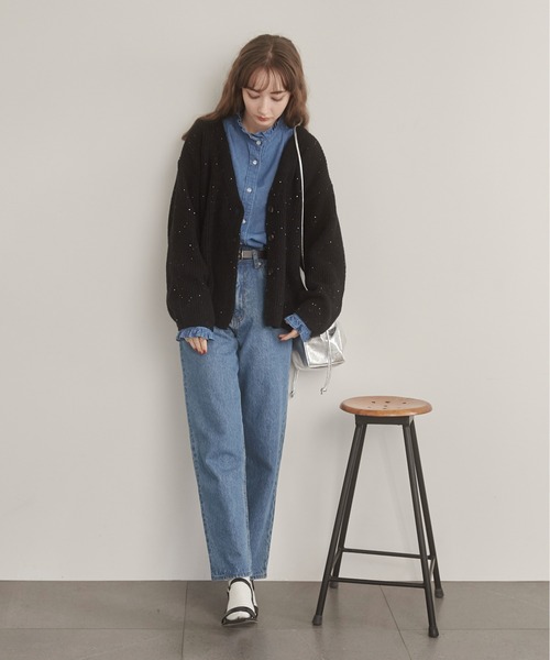 「ANGIE」 ニットカーディガン FREE アイボリー レディース_画像2