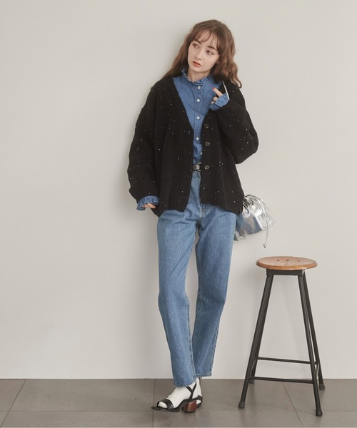 「ANGIE」 ニットカーディガン FREE アイボリー レディース_画像3