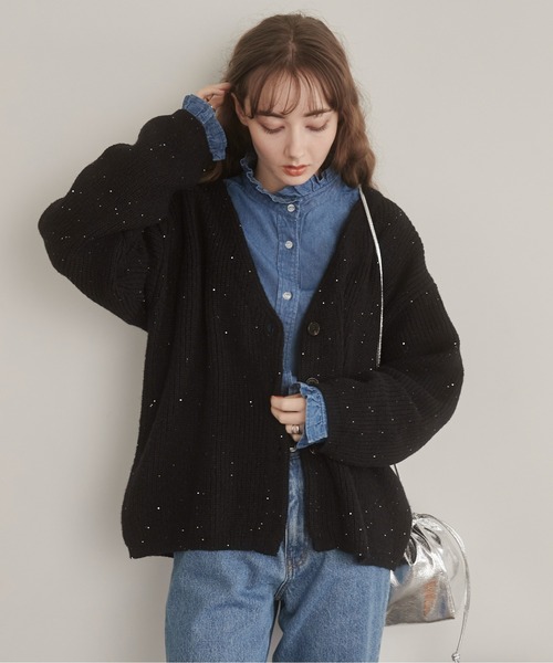 「ANGIE」 ニットカーディガン FREE アイボリー レディース_画像6