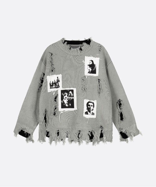 セーター ニット Stamp Jacquard Broken Sweater メンズ