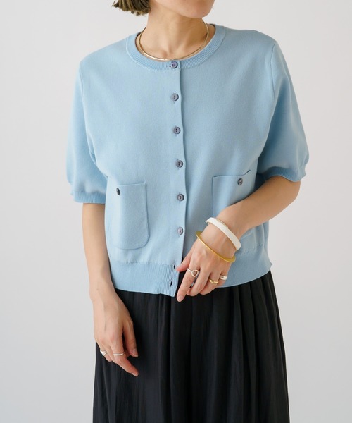 「Omekashi」 半袖ニット FREE オフホワイト レディース_画像3