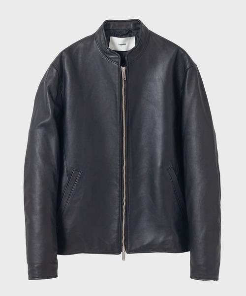 【STUDIOUS】レザーシングルブルゾン STUDIOUS（ステュディオス） レザーブルゾン 1 ブラック メンズ