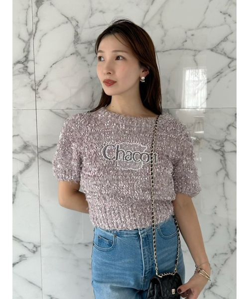 SNIDEL チャコット　半袖ニット SNIDEL（スナイデル） 半袖ニット「Chacottコラボ」 ONE SIZE シルバー