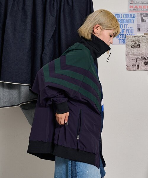 「etsinta」 ナイロンブルゾン ONE SIZE ネイビー レディース_画像6