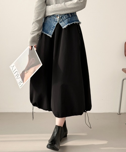 ABITOKYO（アビトーキョー） ロング スカート 裾ドロストレイヤード