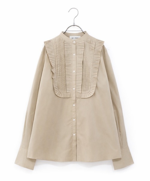 ブラウス シャツ tuck pleats jabot blouse レディースの画像