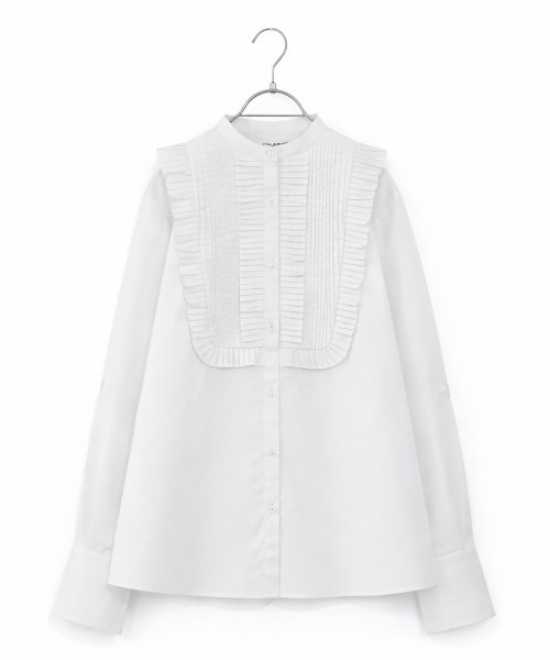 ブラウス シャツ tuck pleats jabot blouse レディースの画像