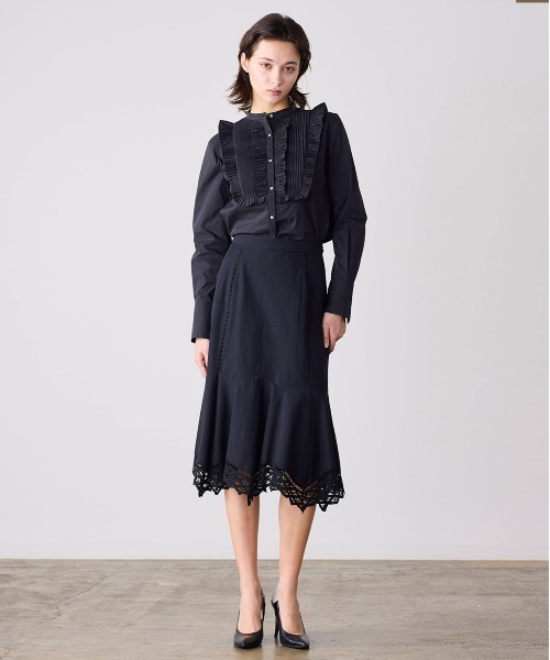 ブラウス シャツ tuck pleats jabot blouse レディースの画像