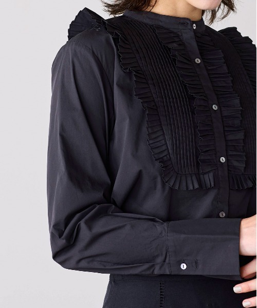 ブラウス シャツ tuck pleats jabot blouse レディースの画像