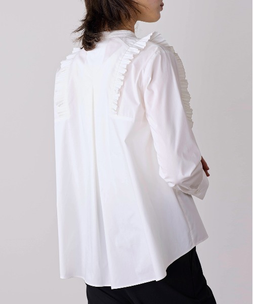 ブラウス シャツ tuck pleats jabot blouse レディースの画像