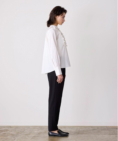 ブラウス シャツ tuck pleats jabot blouse レディースの画像