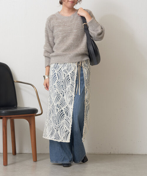 「Jena espace merveilleux」 長袖ニット FREE チャコールグレー レディース_画像3