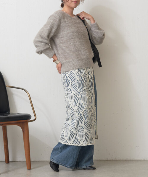 「Jena espace merveilleux」 長袖ニット FREE チャコールグレー レディース_画像5