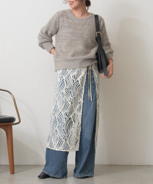 「Jena espace merveilleux」 長袖ニット FREE チャコールグレー レディース_画像7