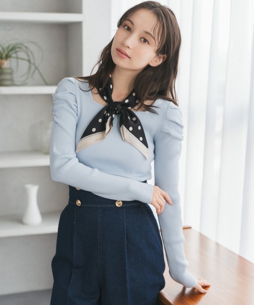 未使用品♡ ESTNATION ♡スカラクルーネックニット♡ブルーF　レディース 31 Sons de mode（トランテアン ソン ドゥ モード） ニット セーター
