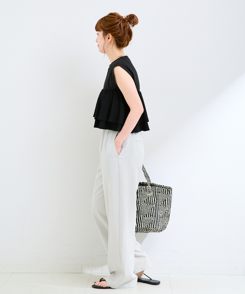 ワイドパンツ パンツ 「追加2」手洗い可 / セルロースカルゼベイカーイージーパンツ レディースの画像