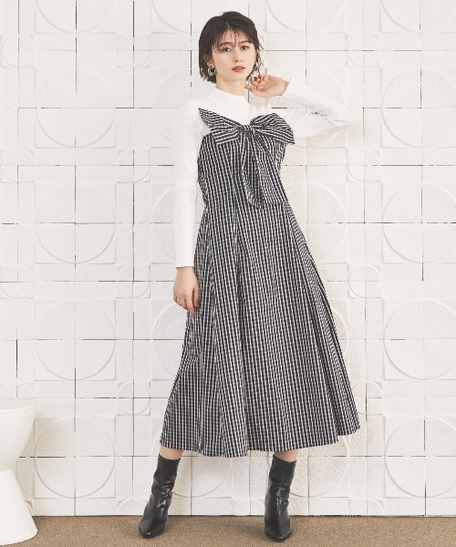 「AND COUTURE」 ドッキングワンピース FREE ブラック レディースの画像