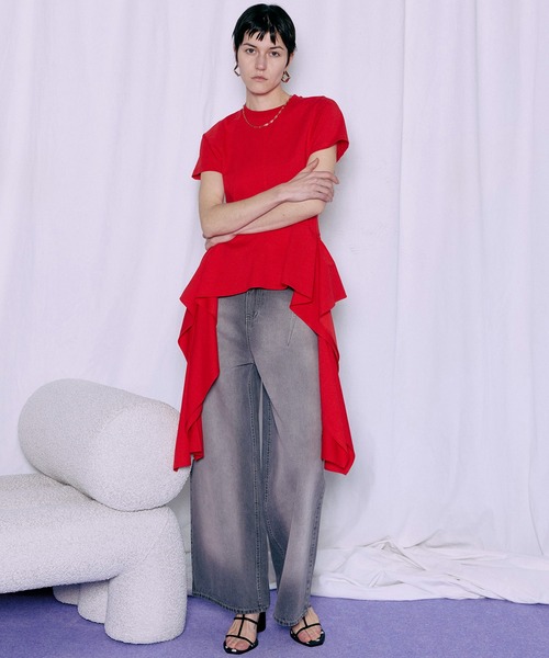 MAISON SPECIAL（メゾンスペシャル） tシャツ 半袖 Ruffle Hem T-Shirt