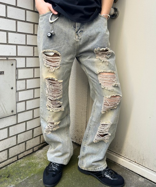 B.R.U ジーンズ ダメージデニム メンズ レディース : ZOZOTOWN Yahoo