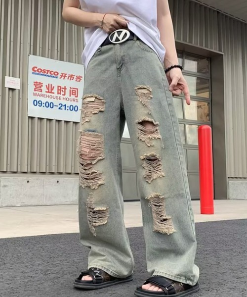 B.R.U ジーンズ ダメージデニム メンズ レディース : ZOZOTOWN Yahoo