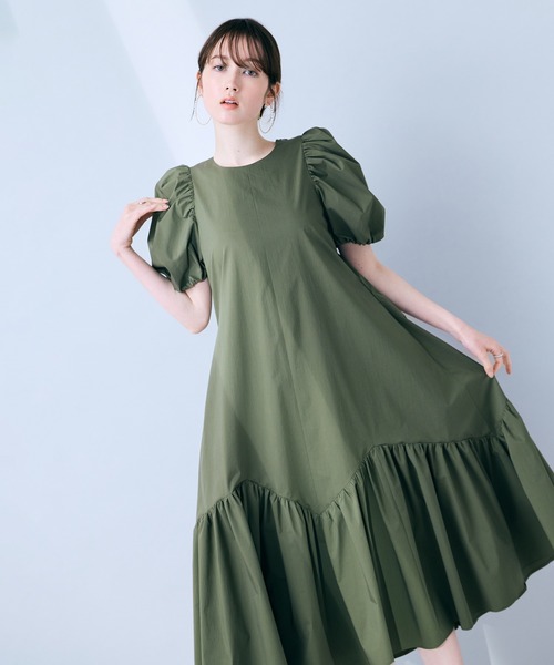 ワンピース バックリボンフレアワンピースの画像