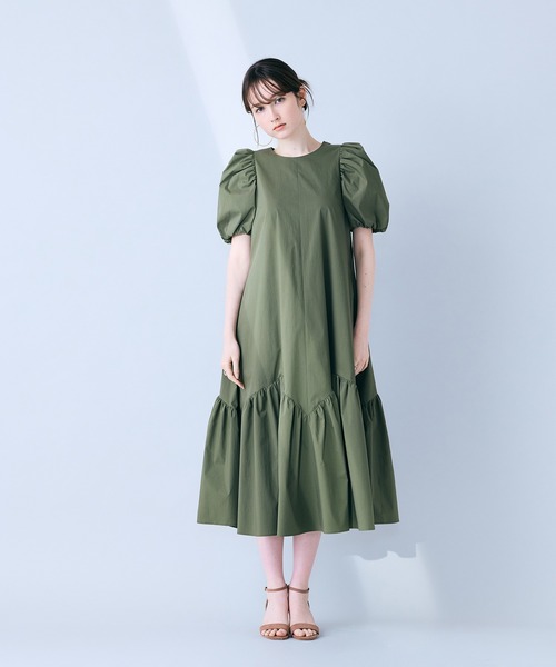ワンピース バックリボンフレアワンピースの画像