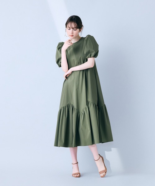 ワンピース バックリボンフレアワンピースの画像