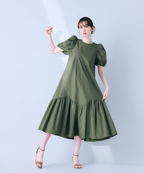 ワンピース バックリボンフレアワンピースの画像