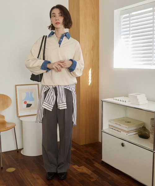 「ANGIE」 スウェットカットソー FREE ネイビー レディース_画像2