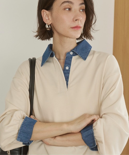 「ANGIE」 スウェットカットソー FREE ネイビー レディース_画像7
