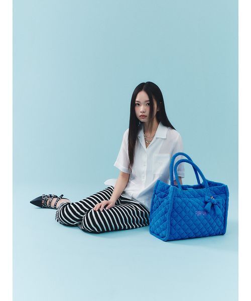 familiar 青いキルティングトートバッグ FURFUR（ファーファー） トートバッグ 「限定カラー」パイル