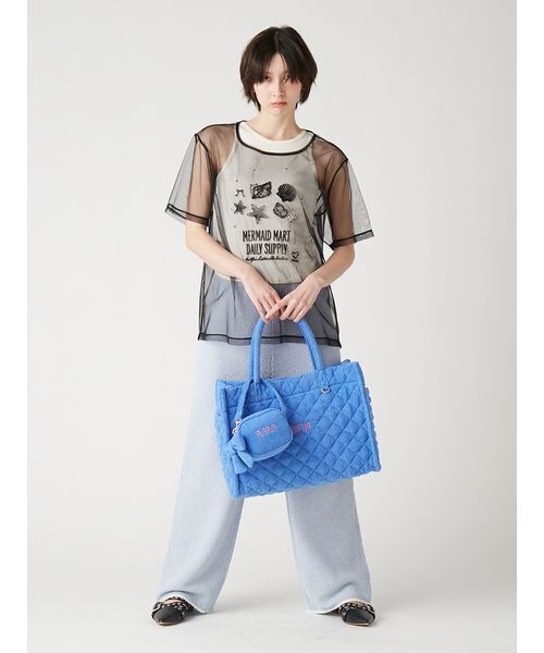 ノベルティ　ペールブルー キルティング　バッグ　新品未使用 FURFUR（ファーファー） トートバッグ 「限定カラー」パイル