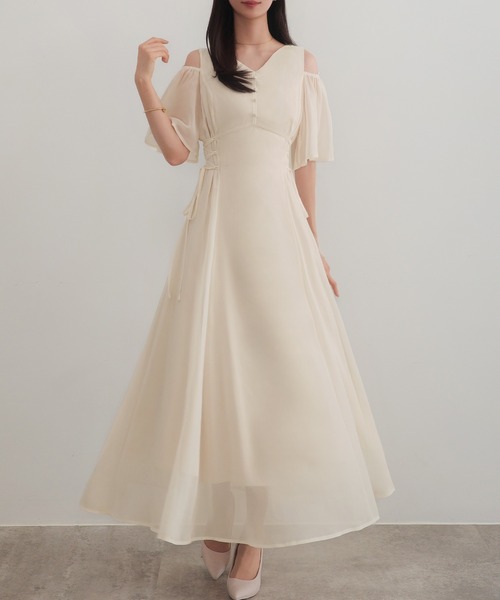 「CENEA」 7分袖ワンピース X-LARGE アイボリー レディース_画像3