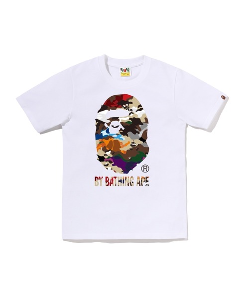 A BATHING APE レディース Tシャツ ホワイト S A BATHING APE（アベイシングエイプ） tシャツ 半袖 HYBRID CAMO BY