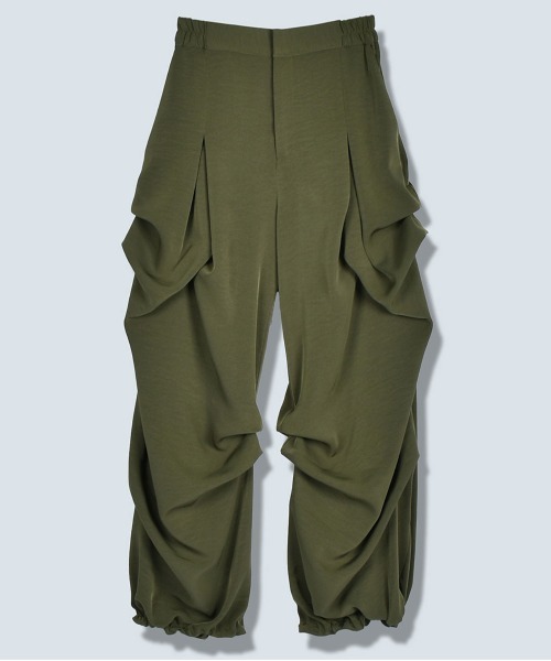 ワイドパンツ カーゴパンツ 「OMMO(オーエムエムオー)」DLAPE TUCK PT