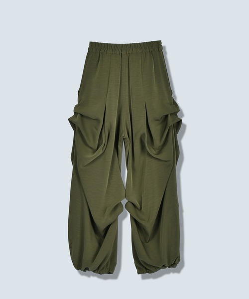 OMMO ドレープタックパンツ　カーキ　36 ワイドパンツ カーゴパンツ 「OMMO(オーエムエムオー)」DLAPE TUCK PT