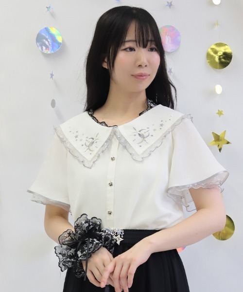 axes femme（アクシーズ ファム） ブラウス シャツ 半袖 ルミナス