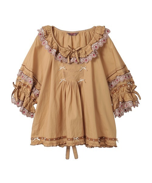 PINK HOUSE ピンクハウス ブラウス 半袖 PINK HOUSE（ピンクハウス） ブラウス シャツ 半袖 アップルレース使い