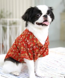 ワンコ服　夏物セール中‼︎ アロハシャツ風カットソー　Mサイズ 犬と生活 犬 服 犬と生活/いぬとせいかつ/アロハシャツ 1号〜2号