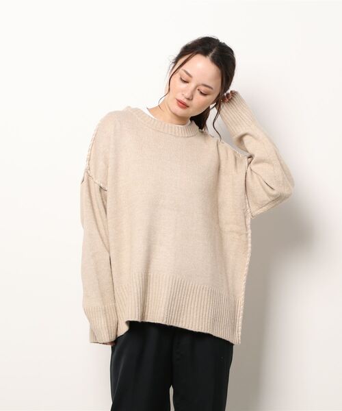STYLEBLOCK カーディガン もちもちニットハンドステッチ入り2WAY