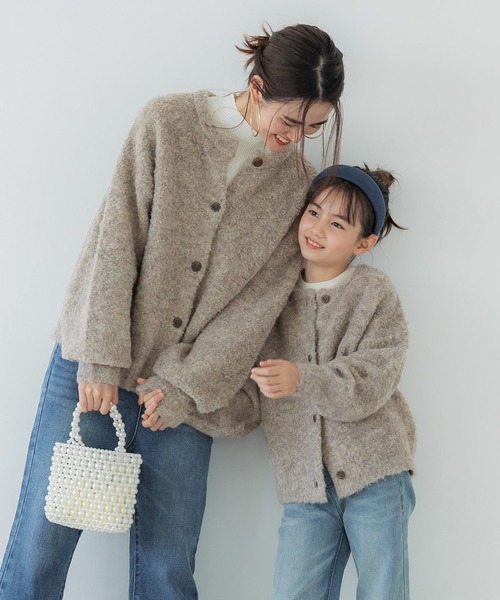 【激安アウトレット!】 coca カーディガン キッズ 親子お揃い ブークレニットクルー トップス