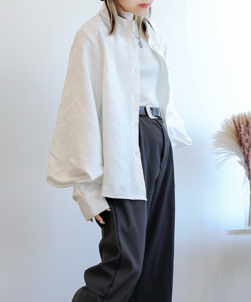 未使用　アニュアンス　スタンドカラーシャツ aimoha ブラウス シャツ ニュアンスカラースタンドカラー