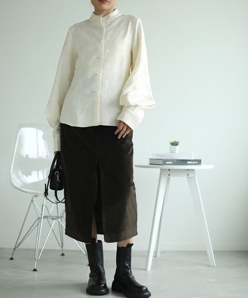 未使用　アニュアンス　スタンドカラーシャツ aimoha ブラウス シャツ ニュアンスカラースタンドカラー