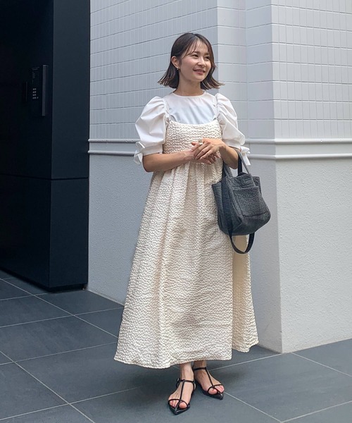 Fit more（フィットモア） ワンピース ジャガードフレアワンピース