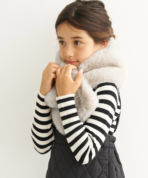 coca マフラー キッズ 親子お揃いフェイクファーティペット 子供